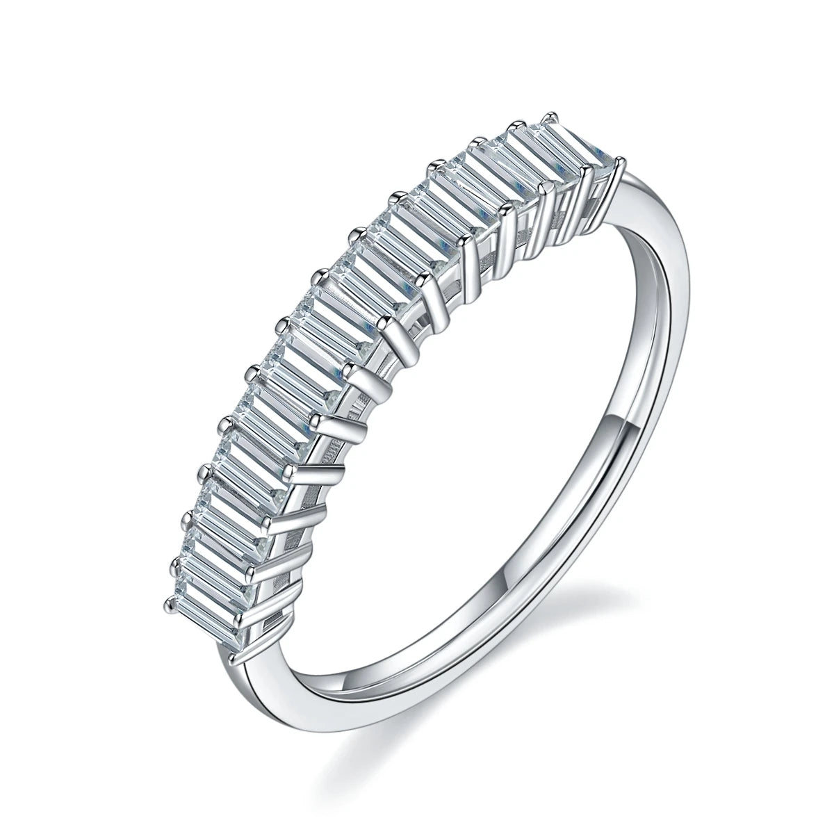 M92D Abiding Jewelry Professional Factory Custom Baguette Cut Diamond White Gold Plated Sterling Silver Moissanite Ring