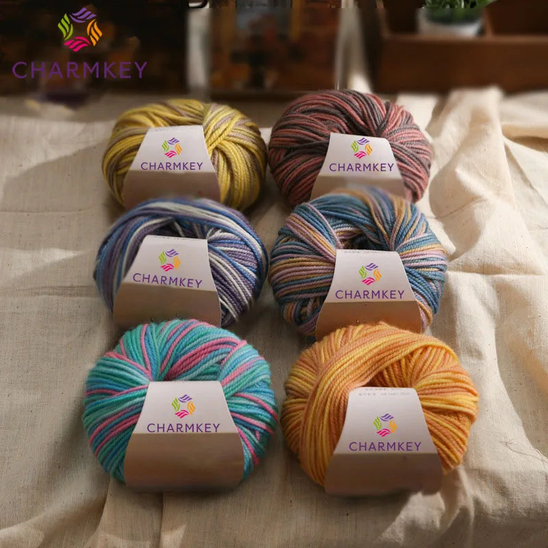 Charmkey Space Dyed Color Yarn 100% Wool Fancy Knitting Yarn Chunky Merino Wool Yarn for Crochet
