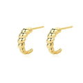 Minimalist 925 Sterling Silver Earrings Punk Chic C Shape Twist Gold Plated Stud Earrings for Women
