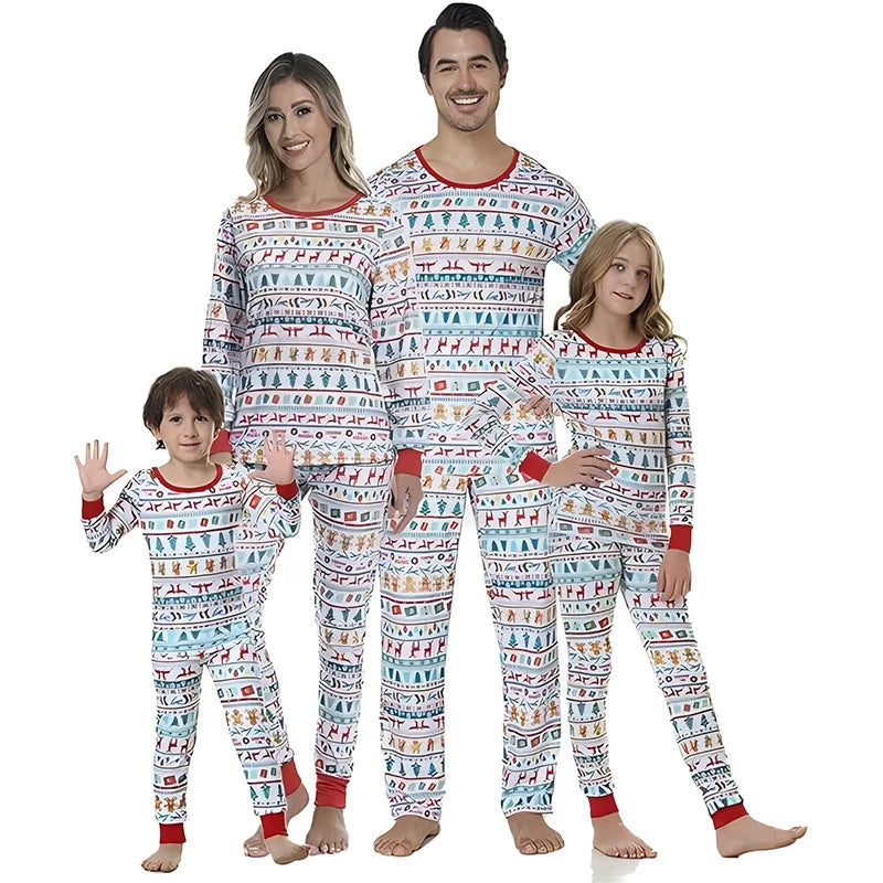 New Family Christmas Parent-child Clothes Pyjamas 3D Digital Printing Home Clothing Autumn and Winter Party Pajamas Set