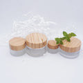 30ml 50ml Frosted clear Cream Jar Cosmetic Glass Luxury with Bamboo Cap