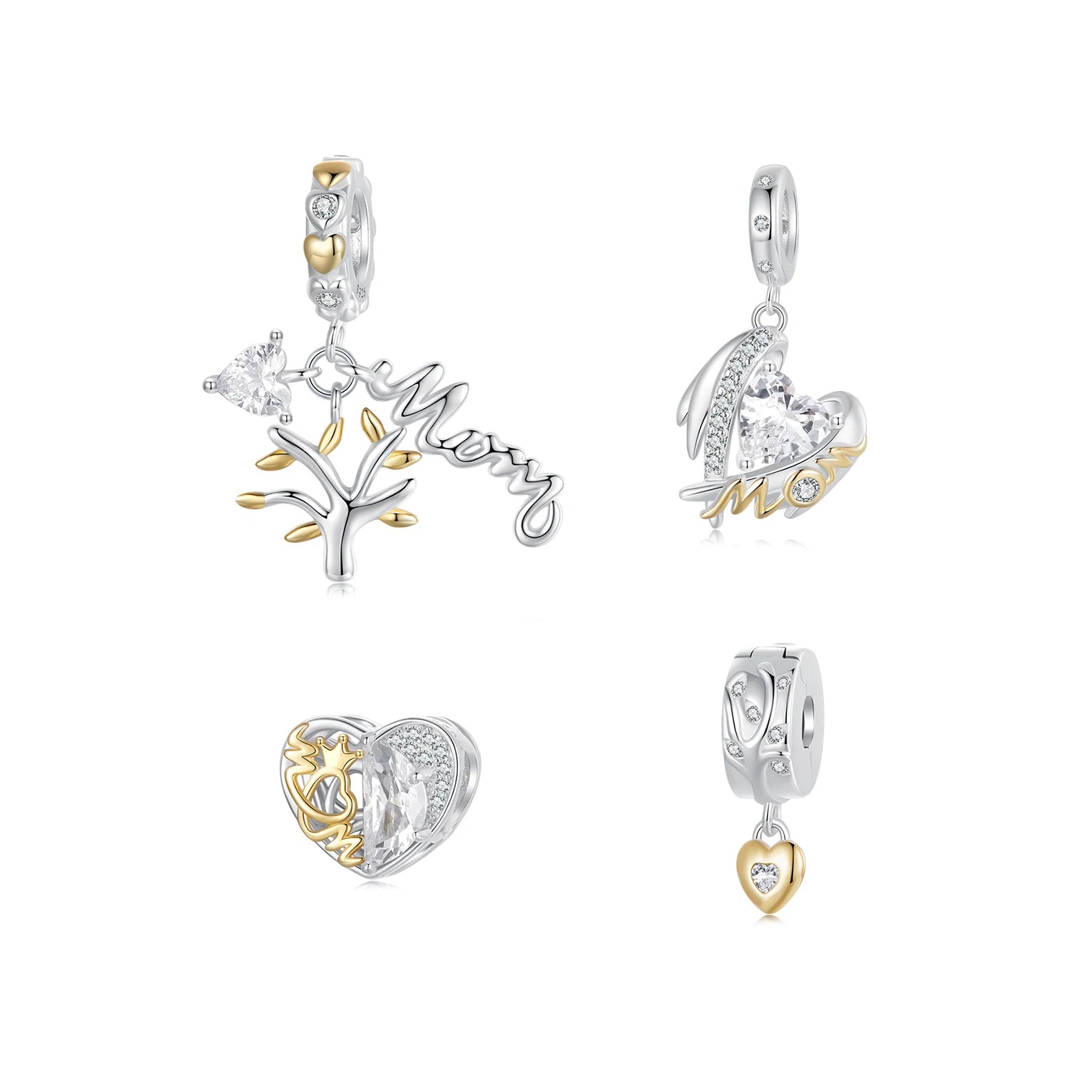 Hot Sale JY-GEMS 925 Sterling Silver ZIRCON Trendy Tree Life Heart-shaped Pendant Charm Fit Original Bracelet Mother's Day Fine