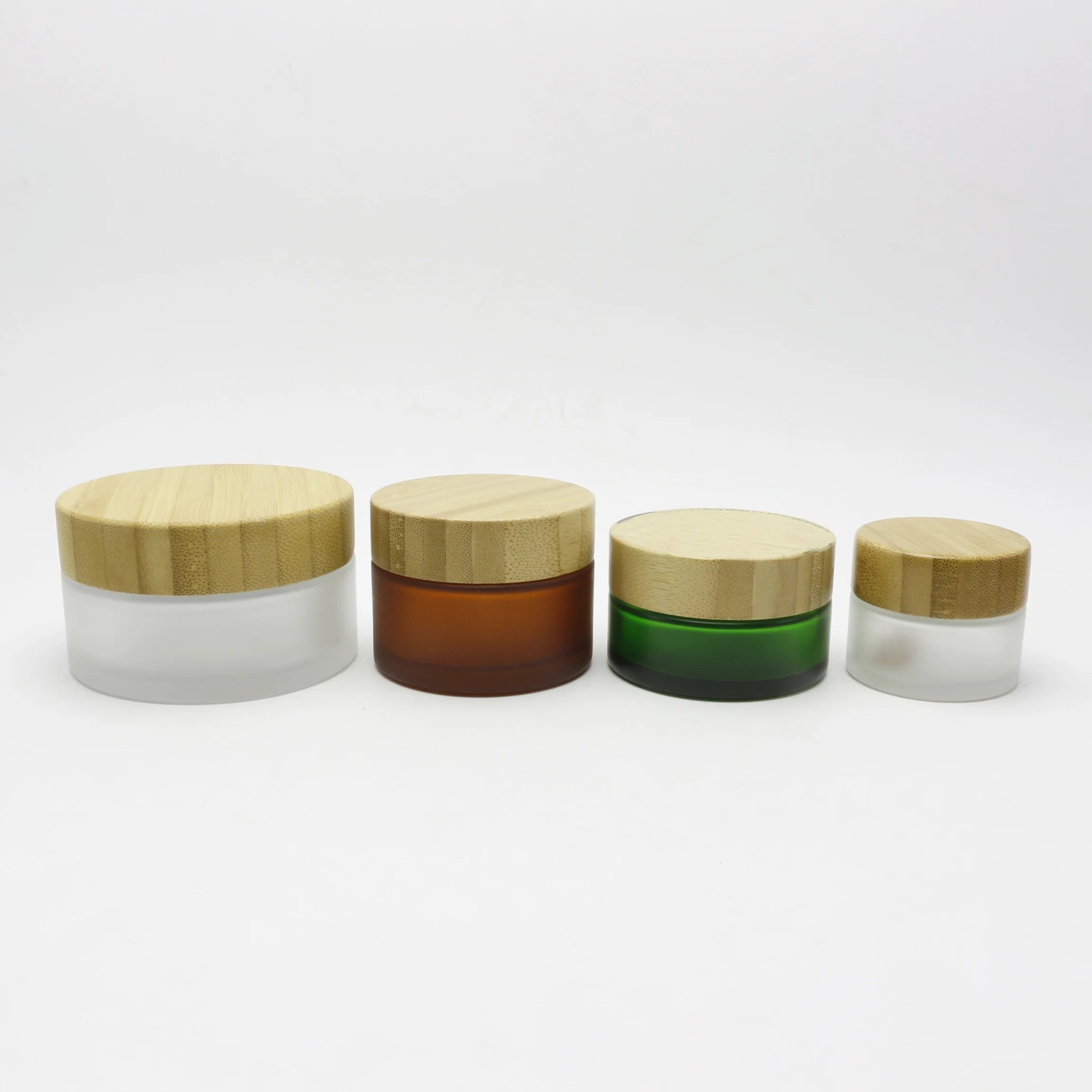 30 g Frosted Glass Jar with Wooden Lid Cosmetic Container 1 oz Empty Glass Jars 30 ml Glass Jar with Bamboo Lid for Face Cream