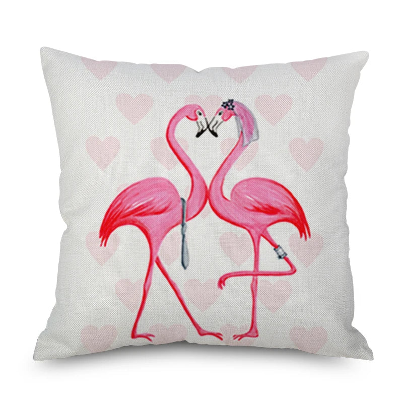 3D Pink Feather Flamingo Pattern Cushion Cover Home Sofa Car Decor Cushion Pillow Case