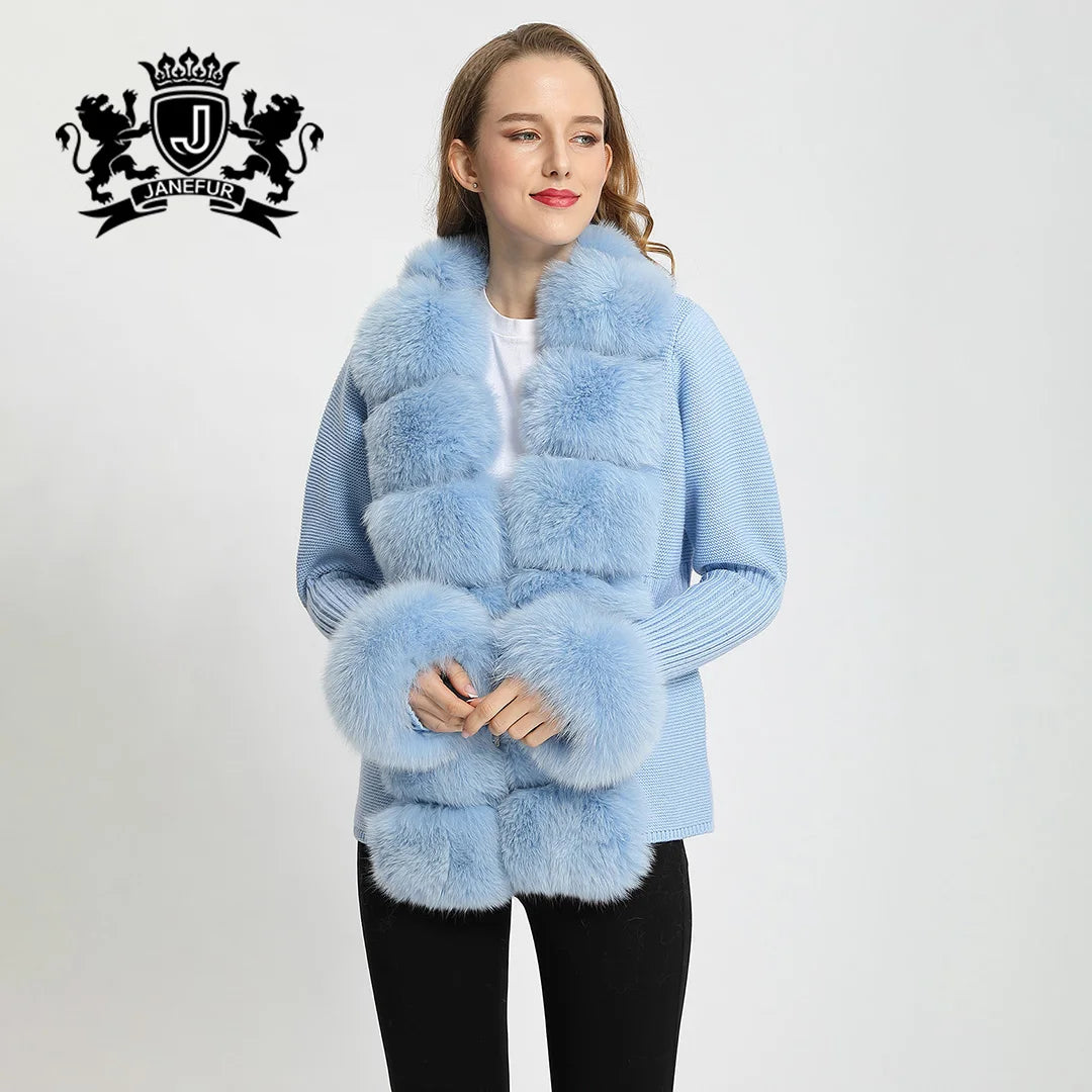 New Style Breathable Ladies Wholesale Wool Genuine Fur Coat Sweater Women