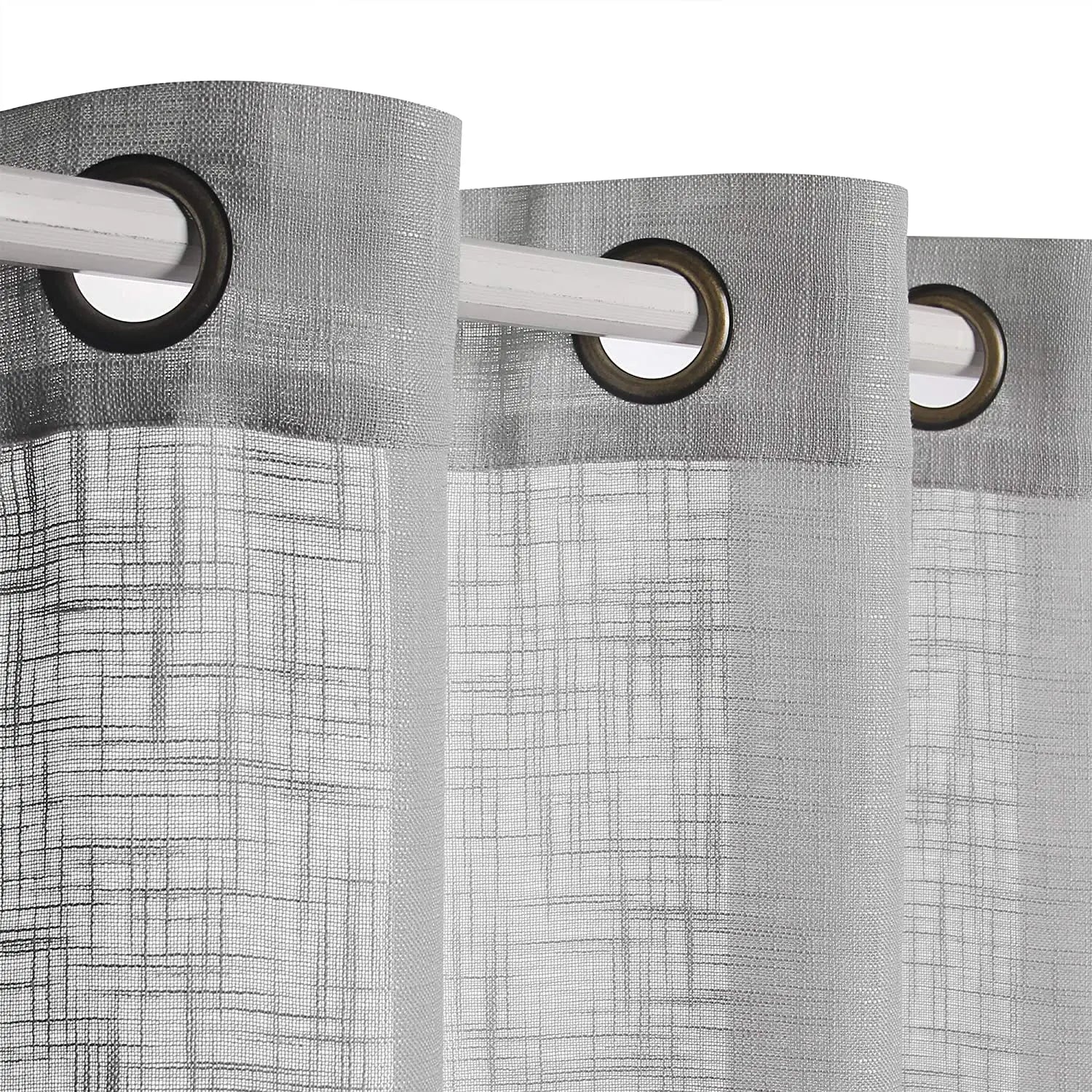 XinLan Ready Made Natural Flax Linen Polyester Drapes Semi Sheer Window Curtains for the Living Room