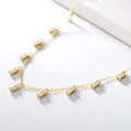 LN0620 925 Sterling Silver Gold Rectangle Shape Zirconia Necklace for Women