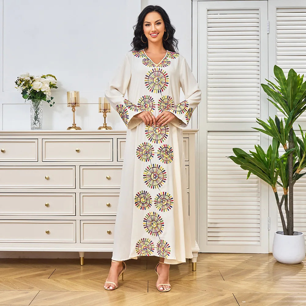 Middle East Muslim Turkish Design Abaya Arabic Dubai Turkey Ladies Rope Embroidery Craft Dress Latest Simple Abaya Designs