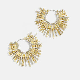 MAIOU Designer Statement Sunburst-style Textures Hoop Crystal Jewelry Earrings