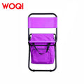 WOQI Modern Design Compact Fishing Stool Foldable Iron Camping Chair with Cooler Bag for Outdoor Furniture and Garden Use