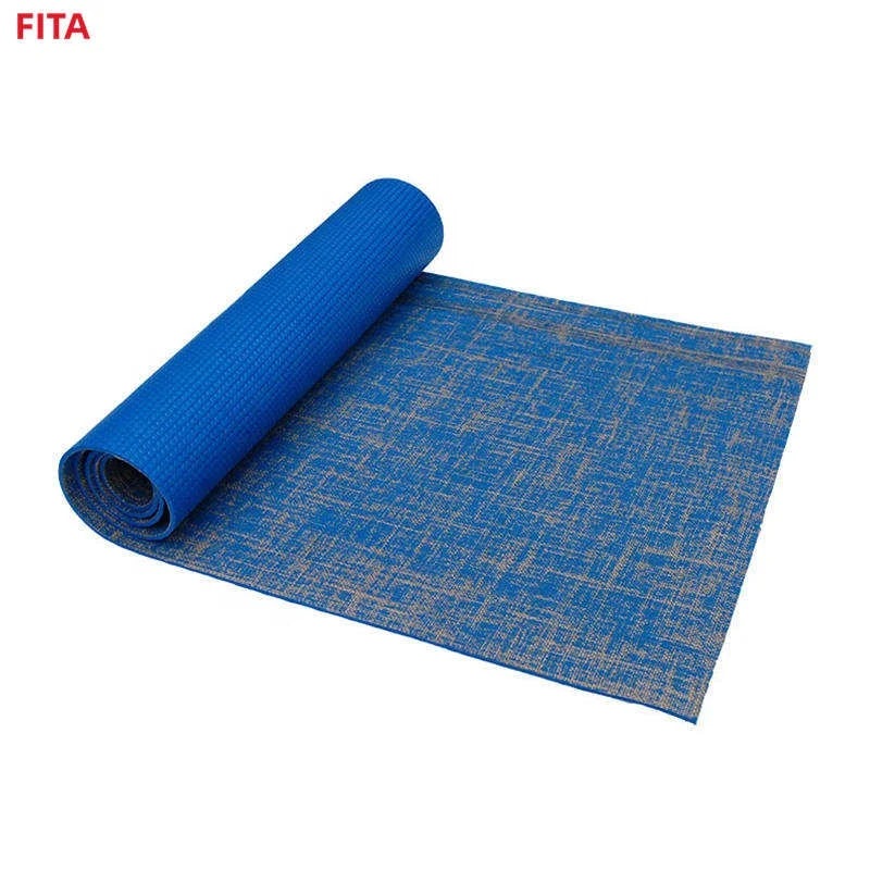 FITA 5 mm Thick Custom LOGO High Density Purple Color 5mm ECO Friendly Silk Screen Printed Jute PVC Yoga Mat for Sale