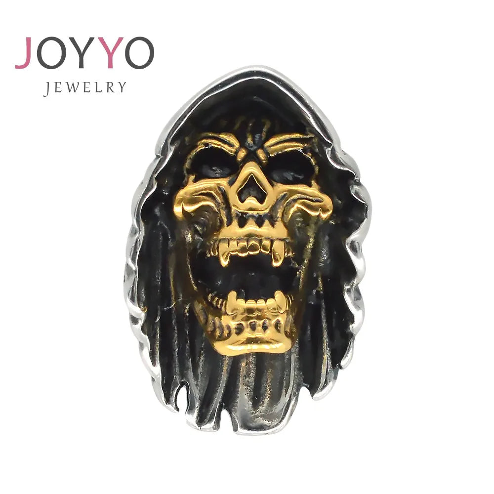 Advanced Design Customized Gold Silver Vintage Death Skull Head Turkish Pendant Stainless Steel Men Necklace Jewelry