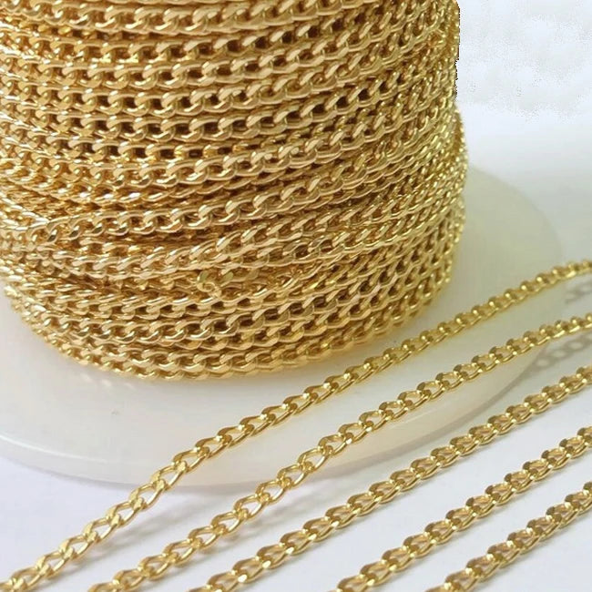 GC056 Gold Curb Chain 2mm 14K Gold Filled Unfinished Chains Bulk for Diy Jewelry Making