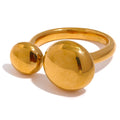 JINYOU 081 Stainless Steel Minimalism Fashion Chic Ring for Women Real Gold Pvd Plated Waterproof Trendy Metal Smooth Simple