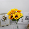 Factory Sale 7-Headed Silk Artificial Sunflower Yellow Wedding Flower Backdrop for Christmas Graduation Valentine's Day & Easter