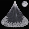 New Bridal Veil Long Train Luxury Veil Lace Bridal Veil Fabric Flowers