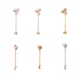 Fashion Women Stars Moon Ear Bone Stud Butterfly Metal Ear Jewelry Piercing Lock Ball Earring Stud With Long Chain