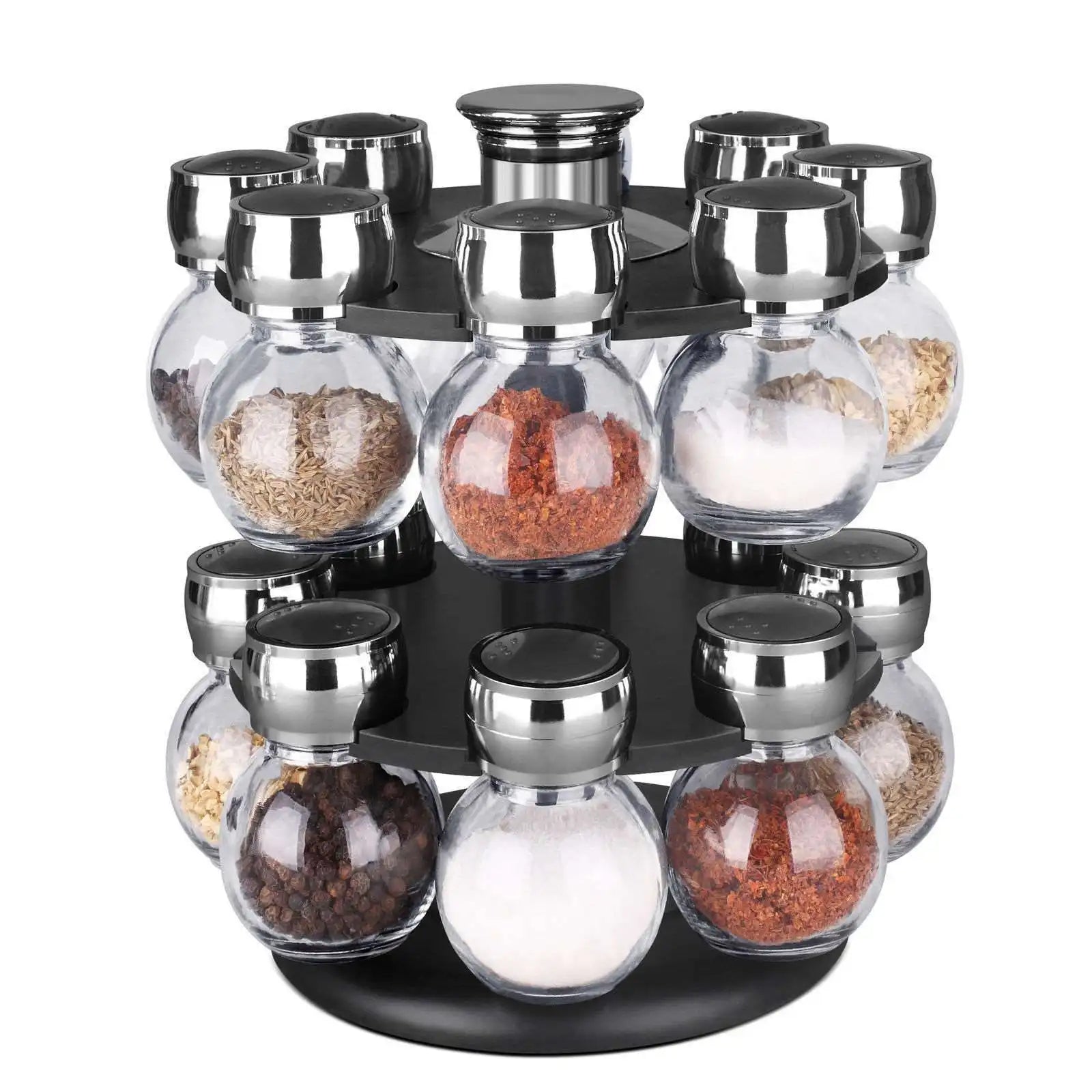 Rotating Cruet Condiment Seasoning Jars Set for Spices Pepper Spray Bottle Salt Shakers Holder Kitchen Salt Pigs Rack