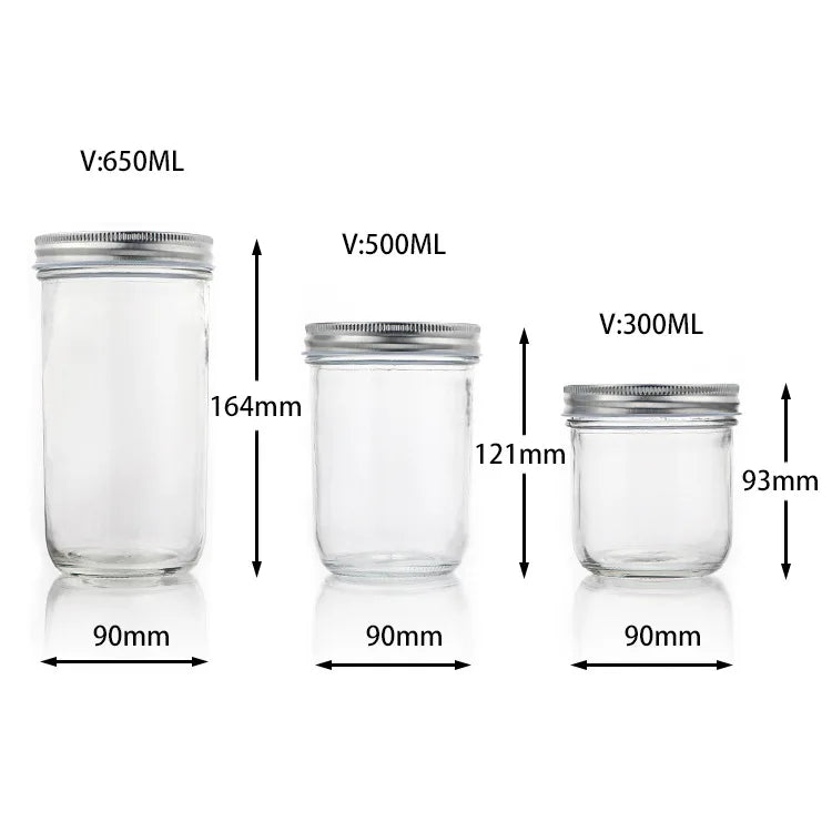 Factory Custom clear Glass Storage Jar Caviar Glass Jar with Metal Lid
