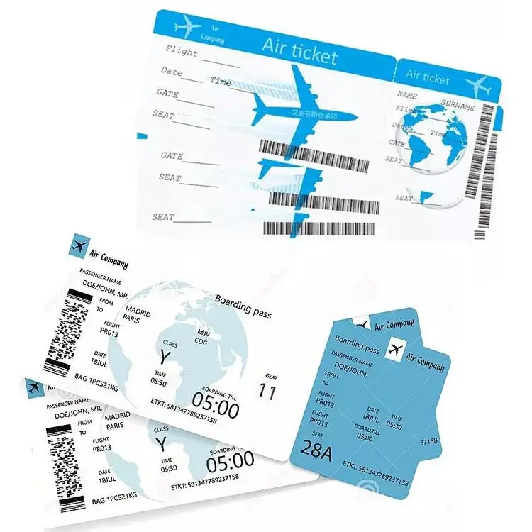 Custom Order Printed Thermal Paper Boarding Pass Check air Ticket