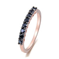 Half Eternity Band Ring Stackable Sterling Silver Rose Gold & Rhodium Plated with Black CZ Zircon for Wedding and Party