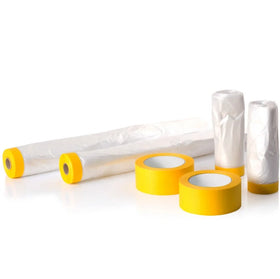 High Temperature Paper Protection Taped Plastic Auto Paint Masking Film 50cm X 20m