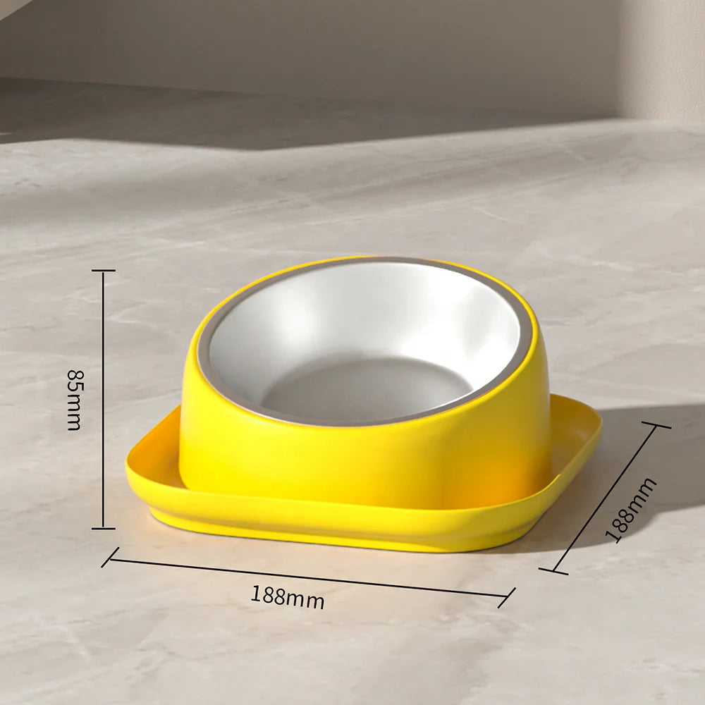 Non Spill Raised Yellow Metal Insulated Pet Bowl Elevated Stainless Steel Bol Dog Bowls For Large Dogs And Cats