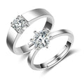 SC Wholesale Fashion Valentine's Day Rings Gift Luxury Shiny Diamond Rings Jewelry Trendy Silver Couple Rings for Couple