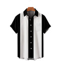 Summer New Short Sleeve Printed Men's Shirt Collar Casual Fashion Striped Thin Shirt