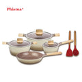 Phisma High Quality 9Pcs Pfoa Free Non Stick Granite Coating Modern Metal Cookware Sets with Bakelite Knob