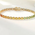 Ruyi Jewelry 18k Real Gold Lab Gem Sapphire Rainbow Ring Bracelet Earring Jewelry Set for Women Girl Lady