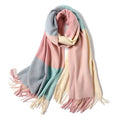 Manufacturer Hot Sell  Knitted Cashmere Pashmina Plaid Wool Tassel Scarf for Women Knitt Printed