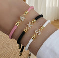 Zooying Gold-Plated Adjustable Milan Rope Bracelet for Women and Men  with Zircon Initial Charm  Beaded