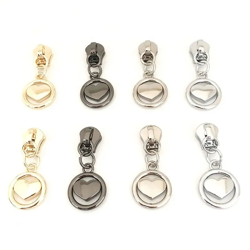 Meetee ZT915 5# Luggage Accessories Shoulder Bag Zip Puller Heart Shape Durable Replaceable Alloy Zipper Fitting Sliders