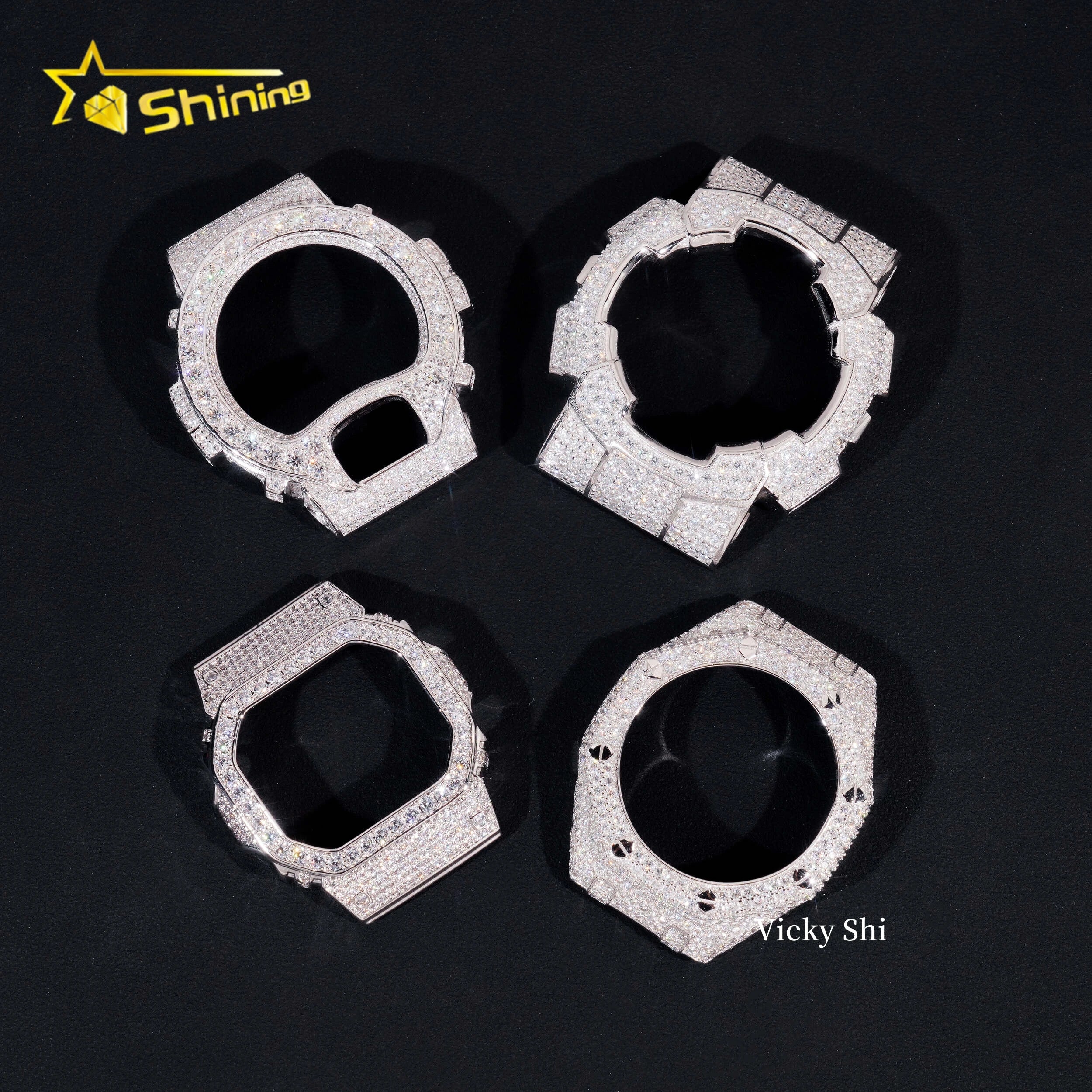GRA Certificated 925 Silver VVS Moissanite Watch Bezels Custom Hip Hop Jewelry Iced Out Moissanite Watch Accessories Cases