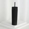 16oz clear Double Wall Spray Painted Matte Acrylic Skinny Tumbler with Lid and Straw Insulated Reusable Plastic Skinny Cups