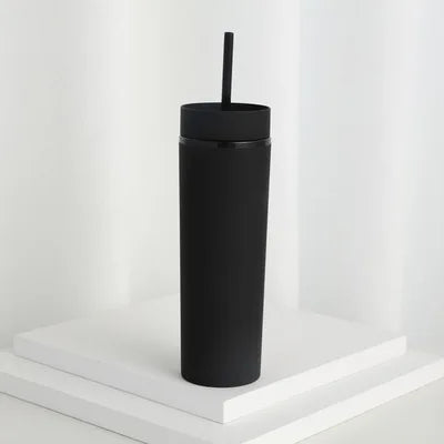16oz clear Double Wall Spray Painted Matte Acrylic Skinny Tumbler with Lid and Straw Insulated Reusable Plastic Skinny Cups
