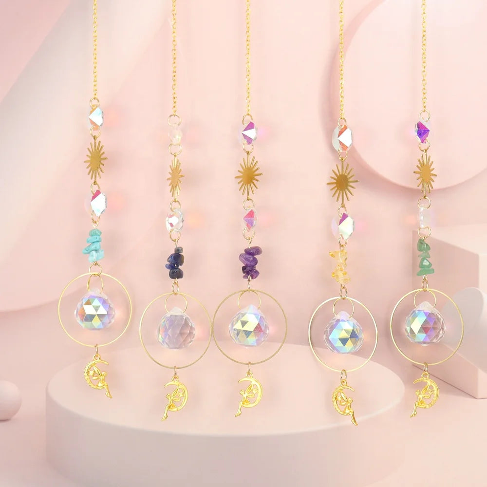 Hanging Window Home Pendant Lighting Garden Decoration Crystal Catcher Wind Chimes Suncatcher for Fengshui