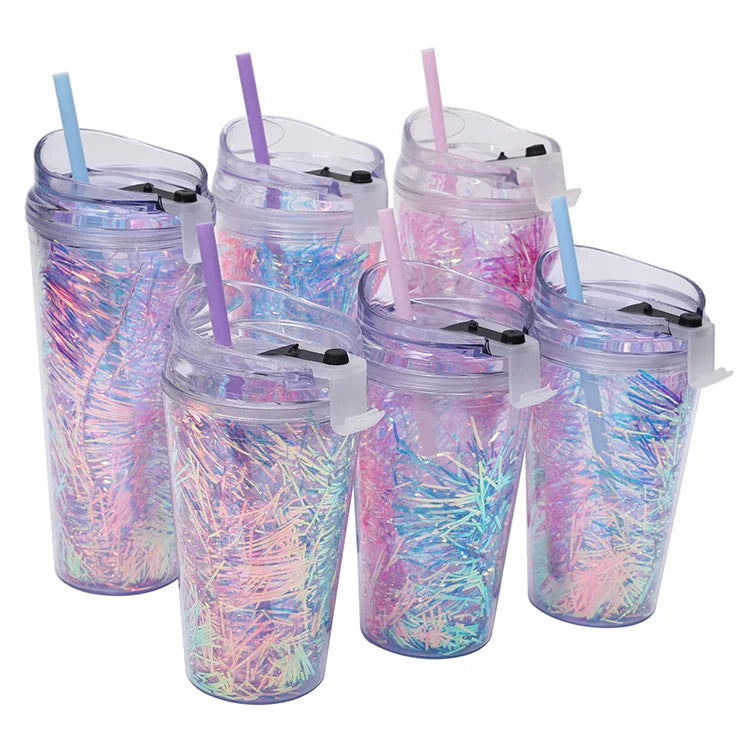 Tumblers Wholesale Bulk Plastic Colorful Cup 24Oz Double Wall Custom Skinny Acrylic Tumbler Gradient with Lid and Straw