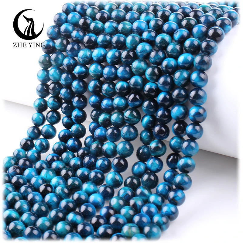 Zhe Ying 6/8/10mm Blue tiger Eye Beads Natural Stone Beads Stone Bracelets Loose Gemstone Blue tiger Eye Beads
