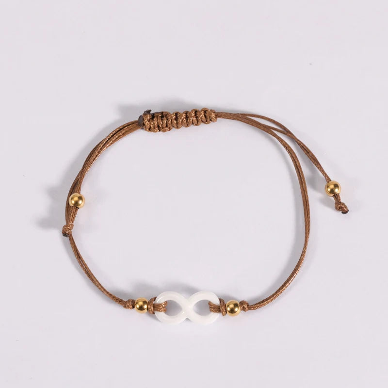 China Factory Newest Wax Rope Braided Bracelet Manufacturer Adjustable Infinity Charm Ceramic Braided String Bracelets for Mens