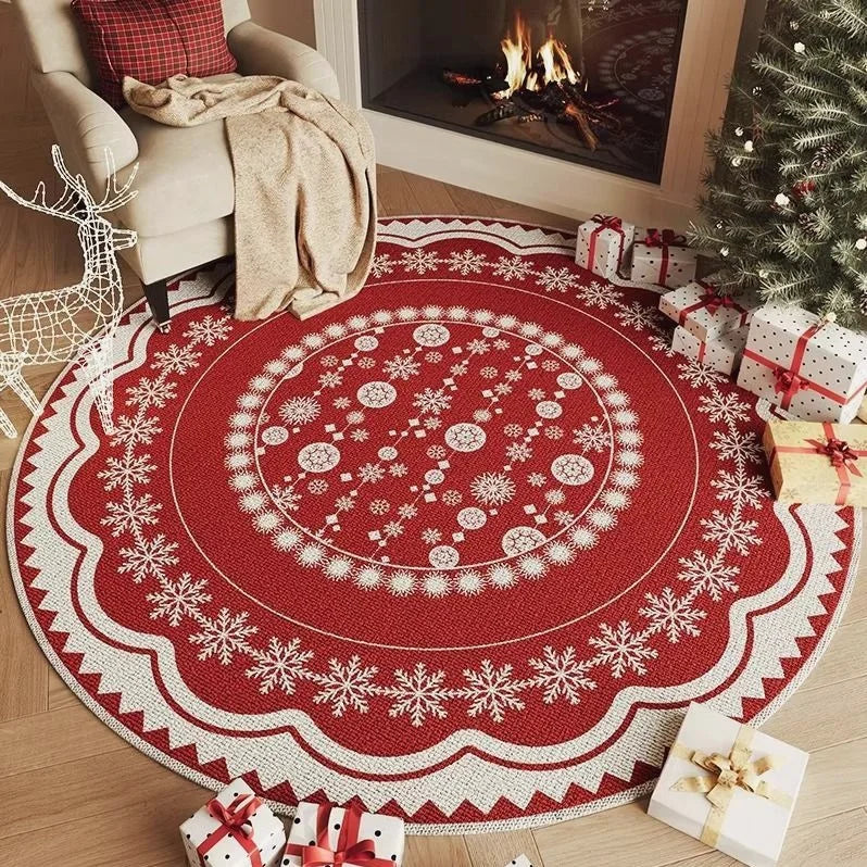 Modern Geometric Christmas Elk Crystal Velvet Anti-Slip Carpet Waterproof Red Neutral Foot Machine Made for Living Room Bedroom