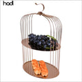 GZ HADI Luxury 2-Tier Stainless Steel Cake Stand Rose Gold Inspired Afternoon Tea Dessert Display Hotels Hanging Bird Cage