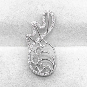 Sterling Silver 3*3mm Semi Mount Pendant Empty Frame Blank Support Setting S925 Base Holder Without Center Stone for DIY Inlay