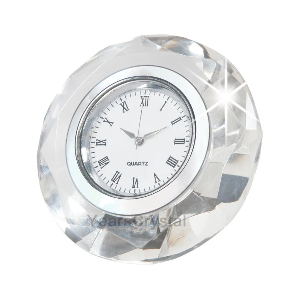 Cheapest Diamond Glass Clock Round Personalize Crystal Table Clocks
