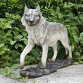 Modern Art 3D Realistic Wolf Resin Statue Hand-painted Textured Fur Stalking Pose Fashion Animal Design for Holiday Gift
