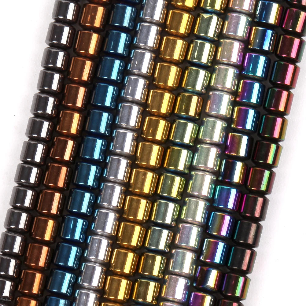 3*3mm Natural Hematite Stone Colorful Plated Drum Beads Loose Spacer Beads for Jewelry Making Findings DIY Bracelet Accessories
