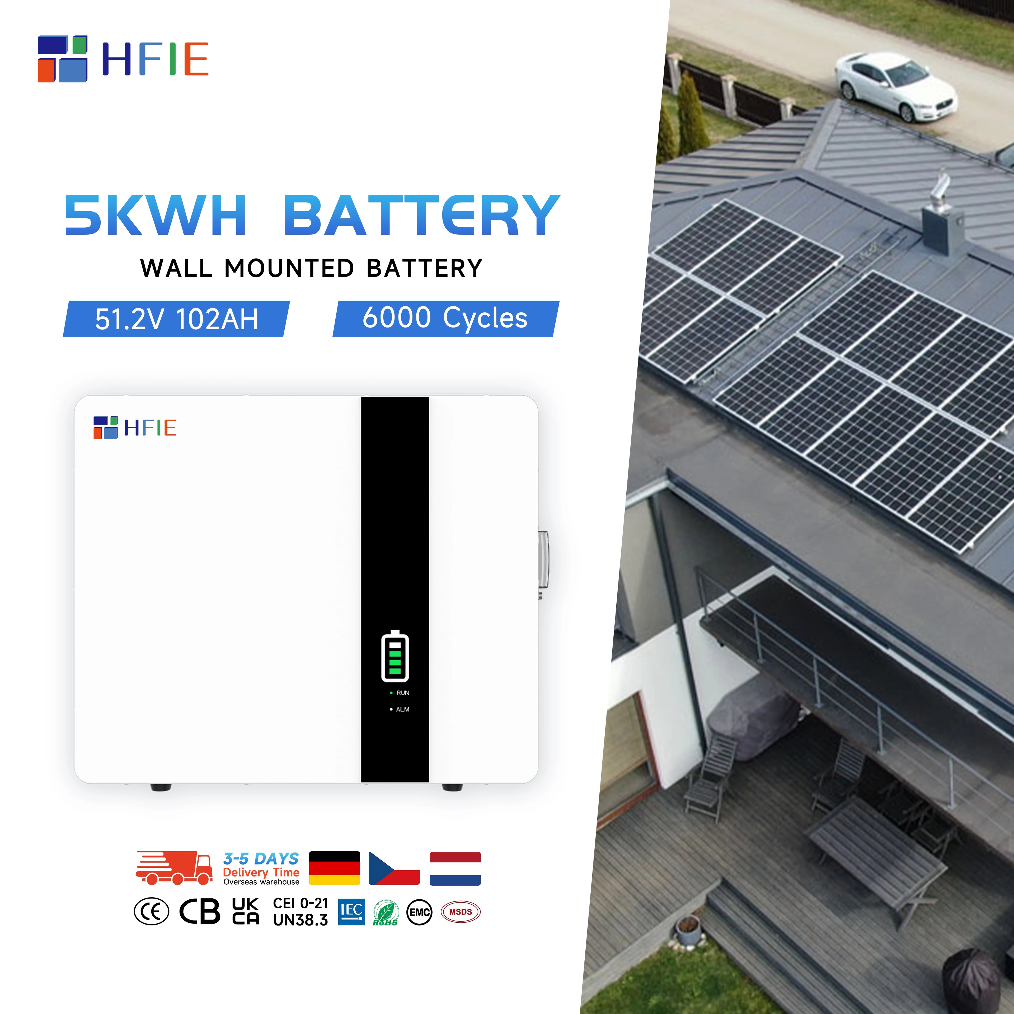 Hot Selling EU Stock LiFePO4 Home Solar System 5kWh 10kWh BMS Solar on Grid Certified off Grid Solar Power System