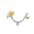 Fashion Rose Vines Charms Genuine 925 Sterling Silver Cubic Zircon Gold Beads Fit Bracelet & Necklace Jewelry DIY BSC322