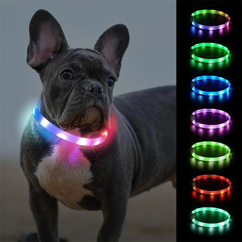 USB Rechargeable LED Dog Collar Night Safety Light Luminous Dog Collars for Night Walking USB Rechargeable LED Promotional Pet